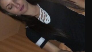 Petite fake tit hottie sucking my cock and riding my big cock until I cum